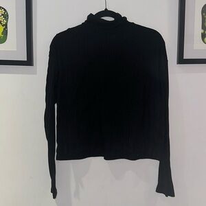 Boxy Cropped Ribbed Turtleneck